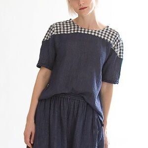 Wrk-shp gingham yoke top
